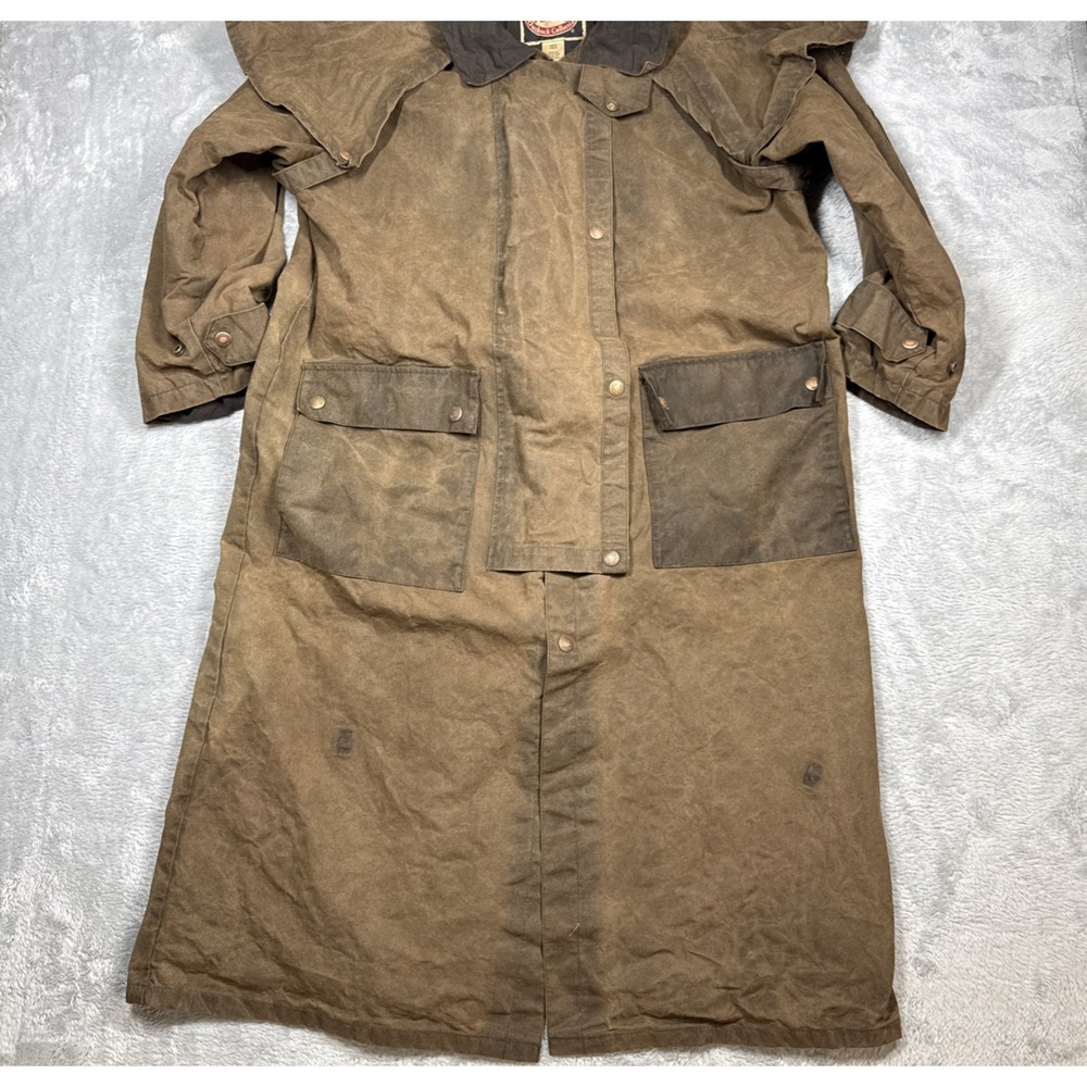The Australian Outback Collection Oilskin Duster Jacket Small Brown Distressed - Picture 7 of 11
